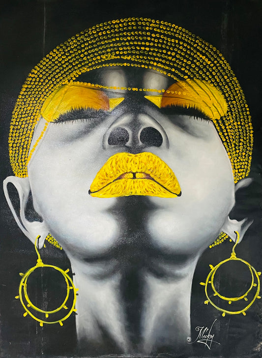Eyes shut black  white yellow