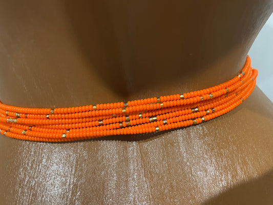 Waistbeads - orange and gold