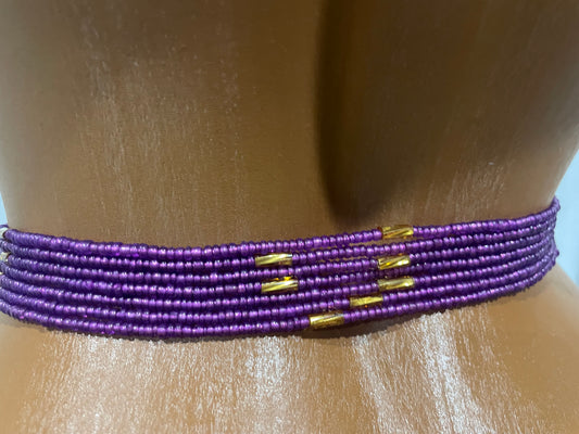 Waist beads - purple and gold