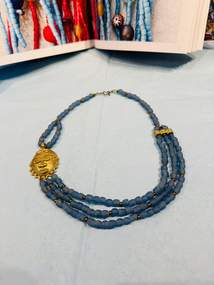 Gold blue necklace