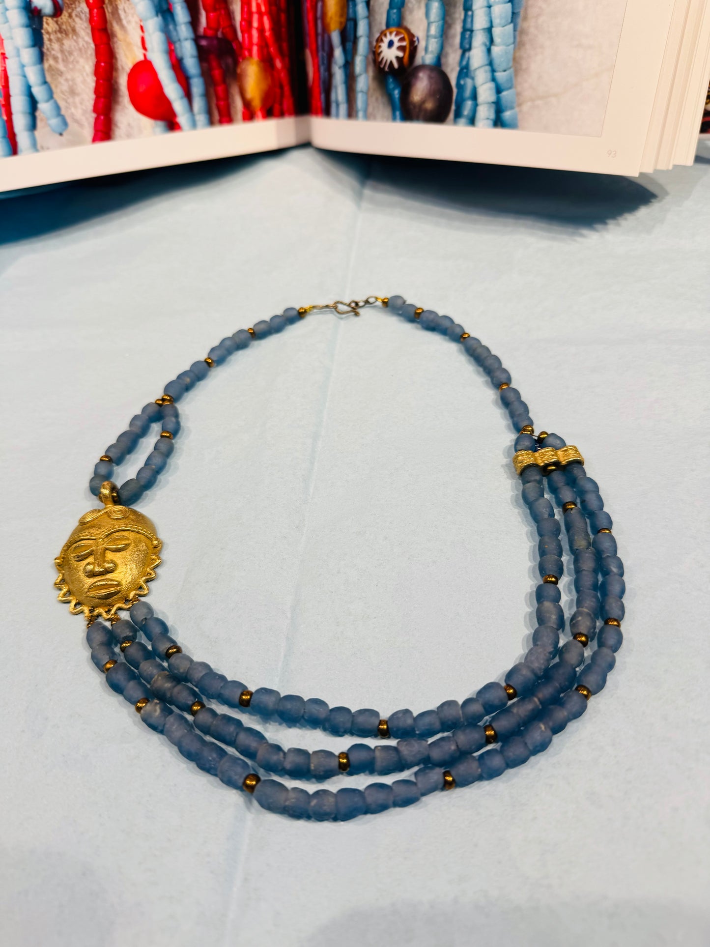 Gold blue necklace