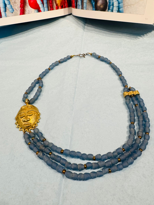 Gold blue necklace